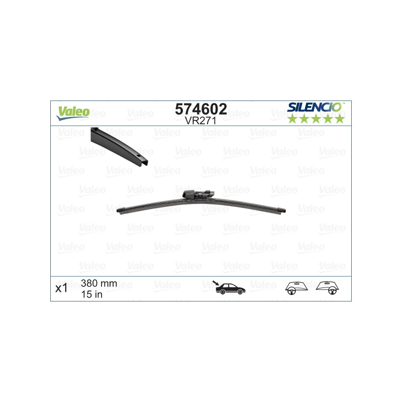 SPAZZOLA TERGI SILENCIO FLAT BLADE POST DX/SX SINGOLA 380mm CODICE BREVE: VR271