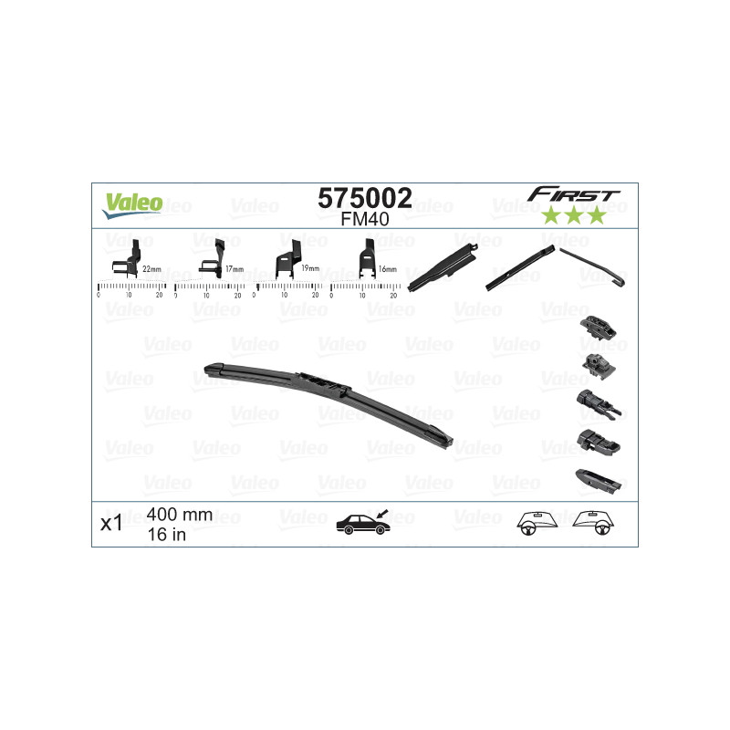 SPAZZOLA TERGI FIRST FLAT BLADE ANT DX/SX SINGOLA 400mm CODICE BREVE: FM40