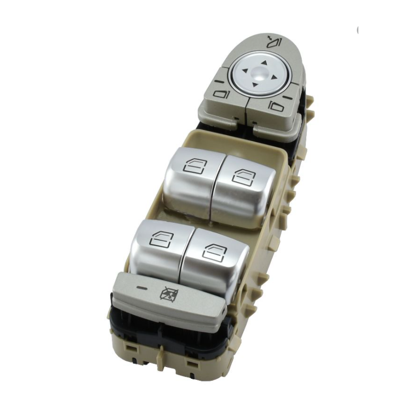 BLOCCO COMANDI ALZACRISTRALLO/RETROVISORE SX 3 4 BASE BEIGE/ LUCE BIANCA CON RETROVISORE RIBALTABILI ELETTRICAMENTE MERCEDES-BE
