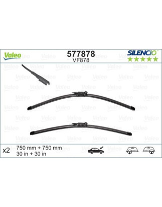 SPAZZOLA TERGI SILENCIO FLAT BLADE ANT DX/SX COPPIA 750mm + 750mm CODICE BREVE: VF878
