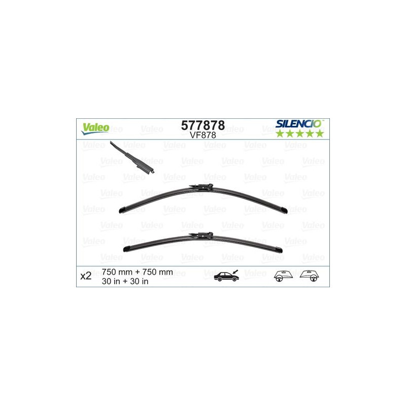 SPAZZOLA TERGI SILENCIO FLAT BLADE ANT DX/SX COPPIA 750mm + 750mm CODICE BREVE: VF878