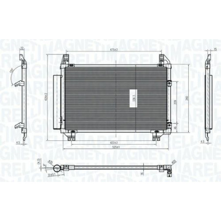 CONDENSATORE 15.5 10.1 319 504 ALLUMINIO 2150 16 TUBI DI RAFFREDDAMENTO PARALLELI CON GUARNIZIONI CON ESSICCATORE TOYOTA YARIS 