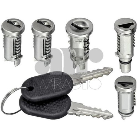 IMPARIGLIO 5 ANT/POST DX/SX 1 AVVIAMENTO(A) , 2 PORTE(B), 1 CHIUSURA POST(COFANO)(C) , 1 TAPPO BENZINA(D) FIAT UNO (146/158) 19