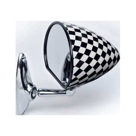 RETROVISORE SCACCHI BIANCO E NERO A VITE OPACA FIAT 500 F / L / R 1965 1975
