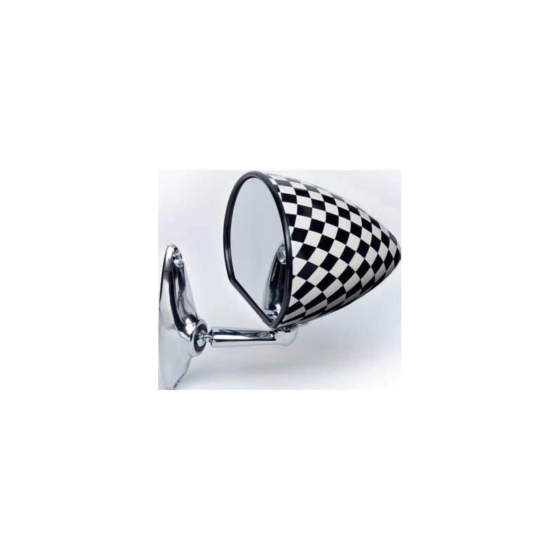 RETROVISORE SCACCHI BIANCO E NERO A VITE LUCIDA FIAT 500 F / L / R 1965 1975
