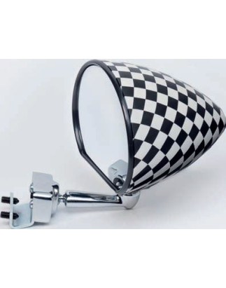 RETROVISORE SCACCHI BIANCO E NERO OPACA A MORSETTO FIAT 500 F / L / R 1965 1975