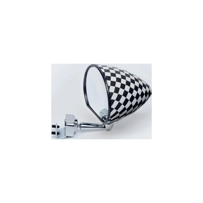 RETROVISORE SCACCHI BIANCO E NERO OPACA A MORSETTO FIAT 500 F / L / R 1965 1975