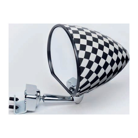RETROVISORE SCACCHI BIANCO E NERO OPACA A MORSETTO FIAT 500 F / L / R 1965 1975