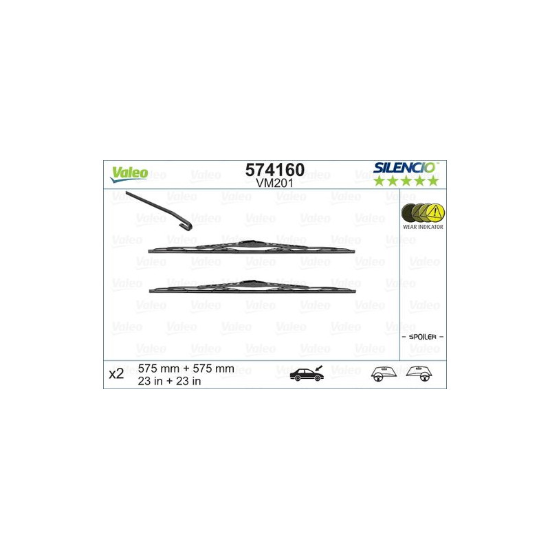 SPAZZOLA TERGI SILENCIO PERFORMANCE ANT DX/SX COPPIA 575mm + 575mm CODICE BREVE: VM201