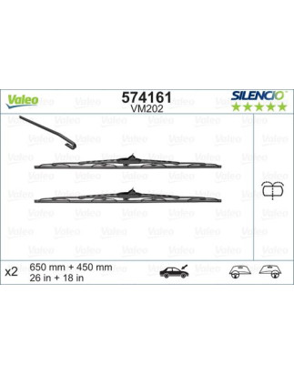 SPAZZOLA TERGI SILENCIO PERFORMANCE ANT DX/SX COPPIA 650mm + 450mm CODICE BREVE: VM202