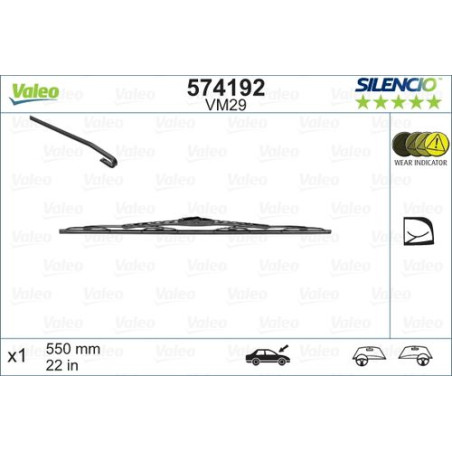 SPAZZOLA TERGI SILENCIO PERFORMANCE ANT DX/SX SINGOLA 550mm CODICE BREVE: VM29