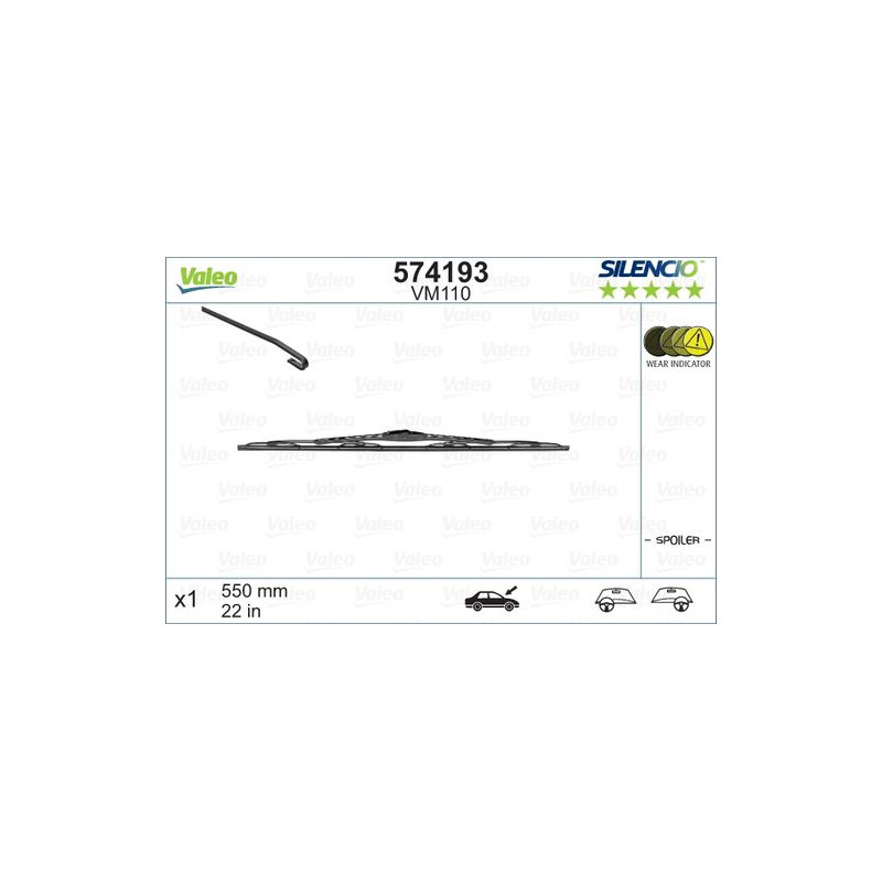 SPAZZOLA TERGI SILENCIO PERFORMANCE ANT DX/SX SINGOLA 550mm CODICE BREVE: VM110