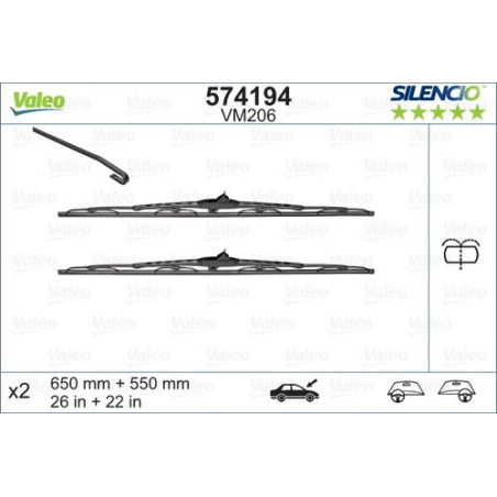SPAZZOLA TERGI SILENCIO PERFORMANCE ANT DX/SX COPPIA 650mm + 550mm CODICE BREVE: VM206