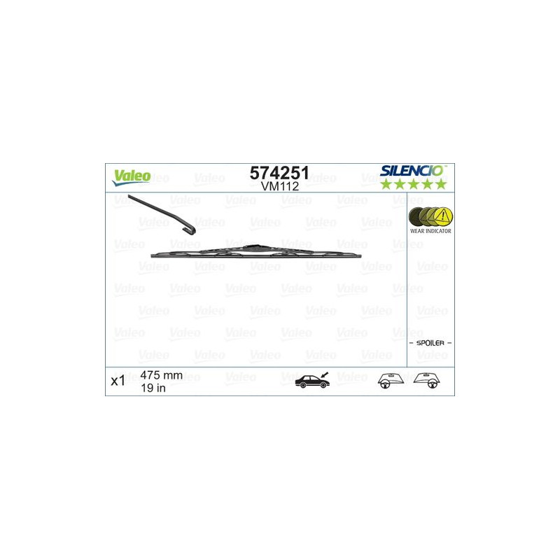 SPAZZOLA TERGI SILENCIO PERFORMANCE ANT DX/SX SINGOLA 475mm CODICE BREVE: VM112