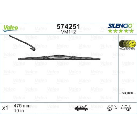 SPAZZOLA TERGI SILENCIO PERFORMANCE ANT DX/SX SINGOLA 475mm CODICE BREVE: VM112