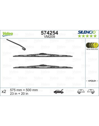 SPAZZOLA TERGI SILENCIO PERFORMANCE ANT DX/SX COPPIA 575mm + 500mm CODICE BREVE: VM209