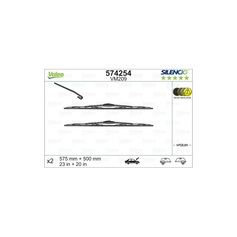 SPAZZOLA TERGI SILENCIO PERFORMANCE ANT DX/SX COPPIA 575mm + 500mm CODICE BREVE: VM209