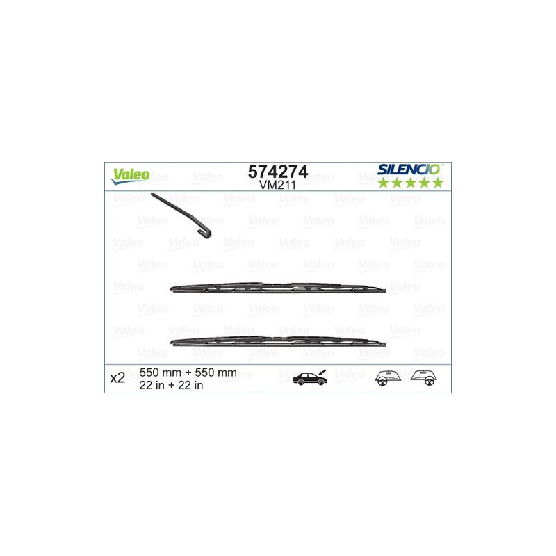 SPAZZOLA TERGI SILENCIO PERFORMANCE ANT DX/SX COPPIA 550mm + 550mm CODICE BREVE: VM211