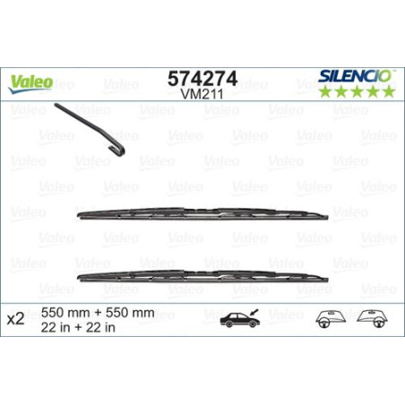 SPAZZOLA TERGI SILENCIO PERFORMANCE ANT DX/SX COPPIA 550mm + 550mm CODICE BREVE: VM211