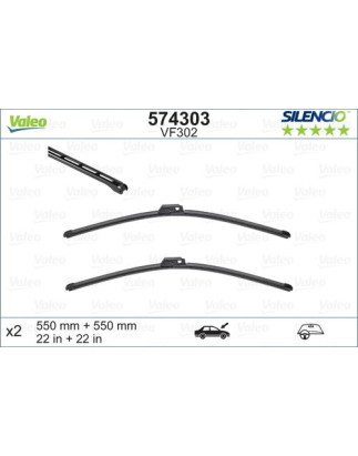 SPAZZOLA TERGI SILENCIO FLAT BLADE ANT SX COPPIA 550mm + 550mm CODICE BREVE: VF302
