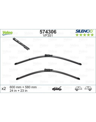 SPAZZOLA TERGI SILENCIO FLAT BLADE ANT DX/SX COPPIA 600mm + 580mm CODICE BREVE: VF351