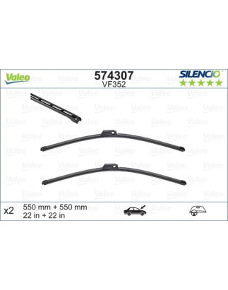 SPAZZOLA TERGI SILENCIO FLAT BLADE ANT SX COPPIA 550mm + 550mm CODICE BREVE: VF352