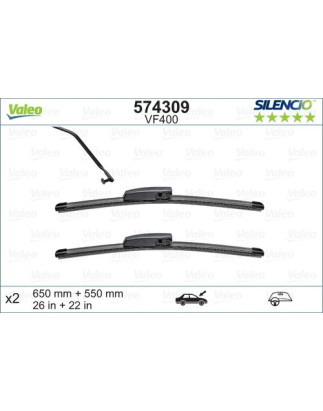 SPAZZOLA TERGI SILENCIO FLAT BLADE ANT SX COPPIA 650mm + 550mm CODICE BREVE: VF400
