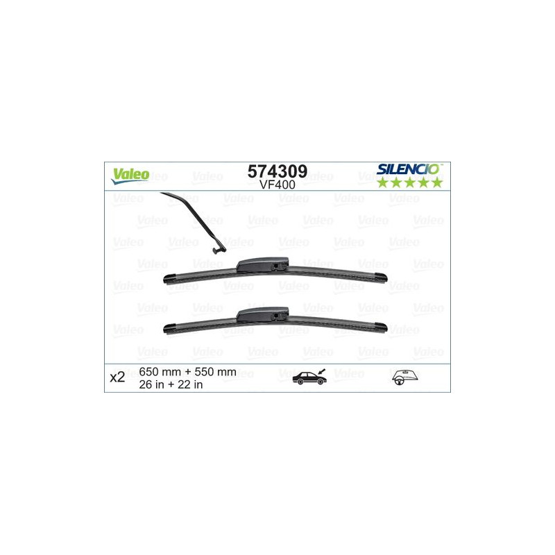 SPAZZOLA TERGI SILENCIO FLAT BLADE ANT SX COPPIA 650mm + 550mm CODICE BREVE: VF400