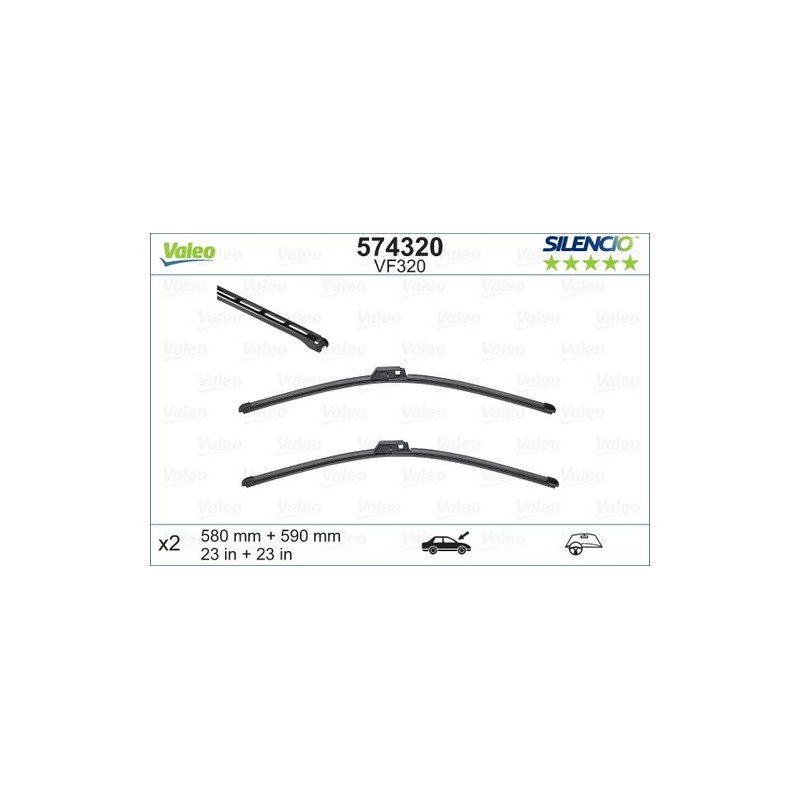 SPAZZOLA TERGI SILENCIO FLAT BLADE ANT SX COPPIA 580mm + 590mm CODICE BREVE: VF320