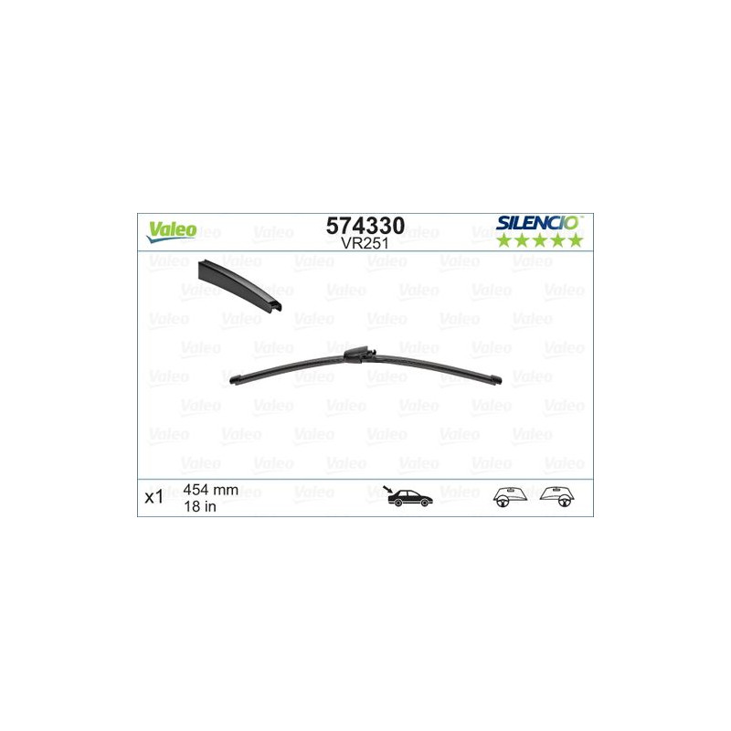 SPAZZOLA TERGI SILENCIO FLAT BLADE POST DX/SX SINGOLA 454mm CODICE BREVE: VR251