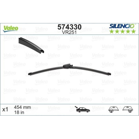 SPAZZOLA TERGI SILENCIO FLAT BLADE POST DX/SX SINGOLA 454mm CODICE BREVE: VR251