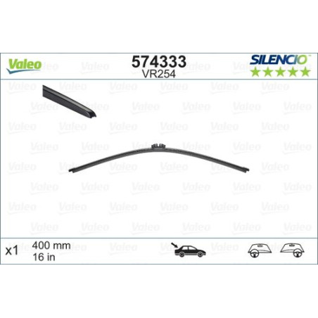 SPAZZOLA TERGI SILENCIO FLAT BLADE POST DX/SX SINGOLA 400mm CODICE BREVE: VR254