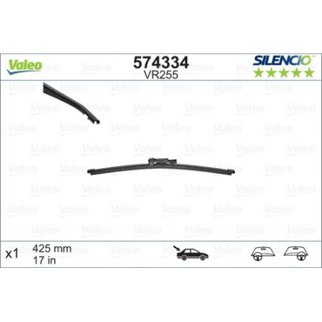 SPAZZOLA TERGI SILENCIO FLAT BLADE POST DX/SX SINGOLA 425mm CODICE BREVE: VR255