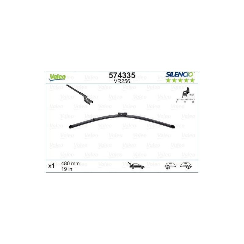 SPAZZOLA TERGI SILENCIO FLAT BLADE POST DX/SX SINGOLA 480mm CODICE BREVE: VR256