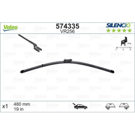 SPAZZOLA TERGI SILENCIO FLAT BLADE POST DX/SX SINGOLA 480mm CODICE BREVE: VR256