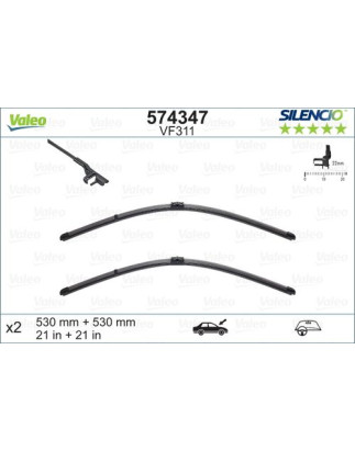 SPAZZOLA TERGI SILENCIO FLAT BLADE ANT SX COPPIA 530mm + 530mm CODICE BREVE: VF311