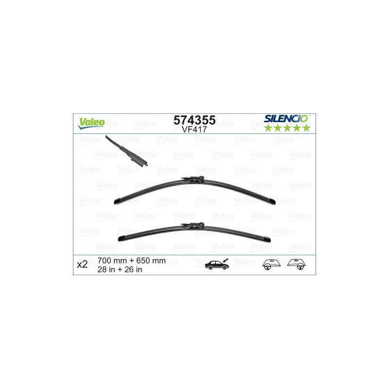 SPAZZOLA TERGI SILENCIO FLAT BLADE ANT DX/SX COPPIA 700mm + 650mm CODICE BREVE: VF417