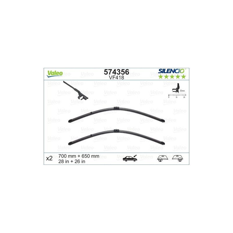 SPAZZOLA TERGI SILENCIO FLAT BLADE ANT DX/SX COPPIA 700mm + 650mm CODICE BREVE: VF418