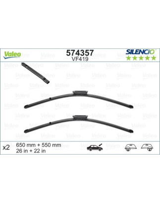 SPAZZOLA TERGI SILENCIO FLAT BLADE ANT DX/SX COPPIA 650mm + 550mm CODICE BREVE: VF419