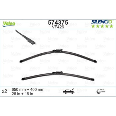 SPAZZOLA TERGI SILENCIO FLAT BLADE ANT SX COPPIA 650mm + 400mm CODICE BREVE: VF426