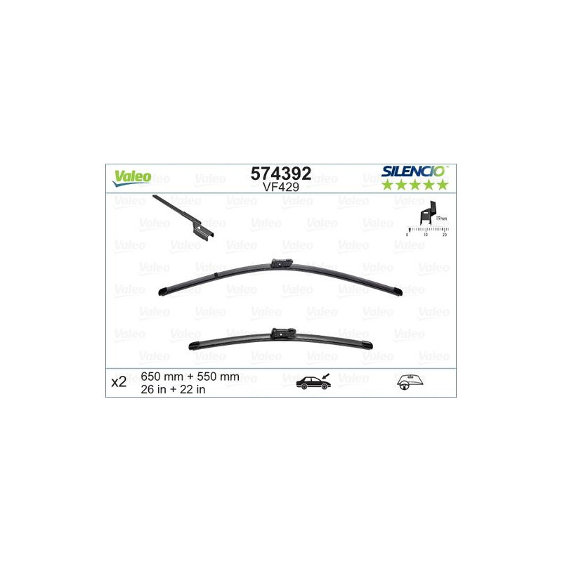 SPAZZOLA TERGI SILENCIO FLAT BLADE ANT SX COPPIA 650mm + 550mm CODICE BREVE: VF429