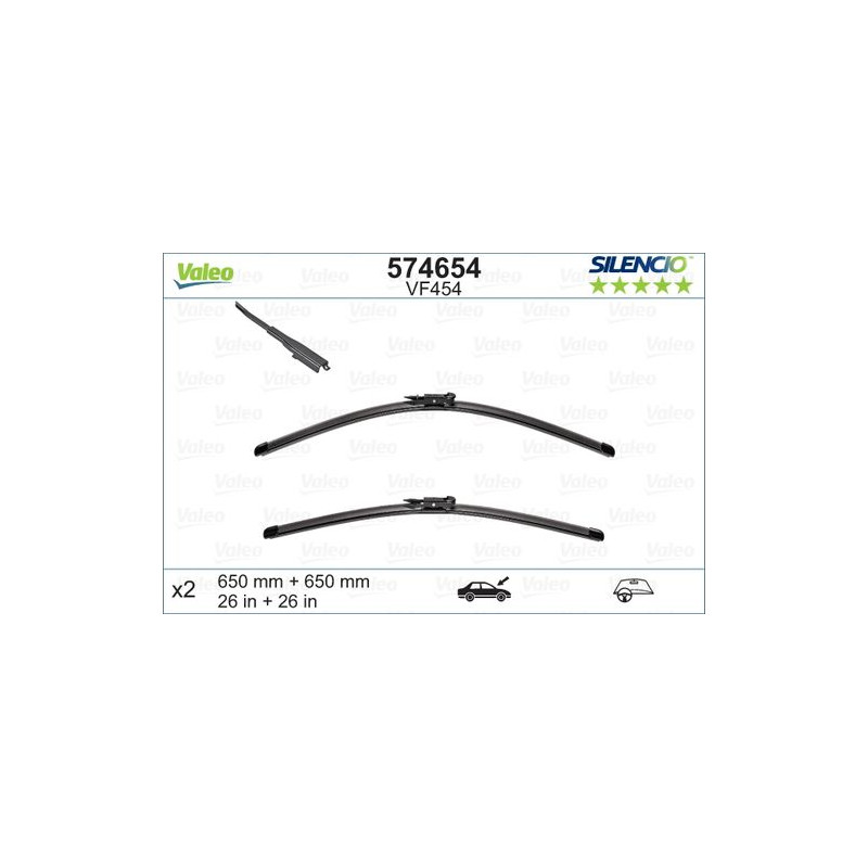 SPAZZOLA TERGI SILENCIO FLAT BLADE ANT SX COPPIA 650mm + 650mm CODICE BREVE: VF454
