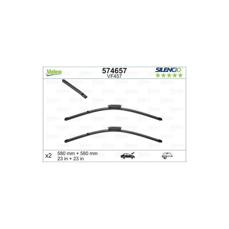 SPAZZOLA TERGI SILENCIO FLAT BLADE ANT SX COPPIA 580mm + 580mm CODICE BREVE: VF457