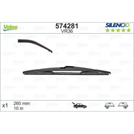 SPAZZOLA TERGI SILENCIO STANDARD POST DX/SX SINGOLA 260mm CODICE BREVE: VR36
