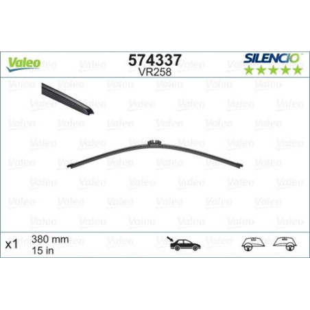 SPAZZOLA TERGI SILENCIO FLAT BLADE POST DX/SX SINGOLA 380mm CODICE BREVE: VR258