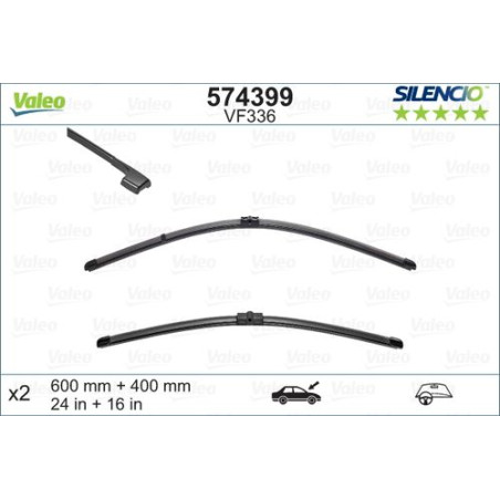SPAZZOLA TERGI SILENCIO FLAT BLADE ANT SX COPPIA 600mm + 400mm CODICE BREVE: VF336