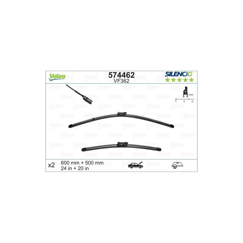 SPAZZOLA TERGI SILENCIO FLAT BLADE ANT SX COPPIA 600mm + 500mm CODICE BREVE: VF362