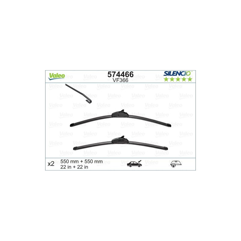 SPAZZOLA TERGI SILENCIO FLAT BLADE ANT SX COPPIA 550mm + 550mm CODICE BREVE: VF366