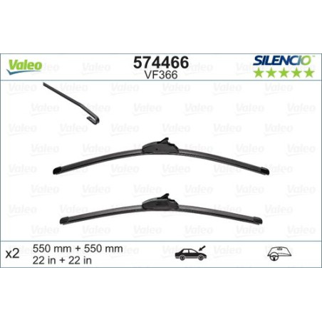 SPAZZOLA TERGI SILENCIO FLAT BLADE ANT SX COPPIA 550mm + 550mm CODICE BREVE: VF366