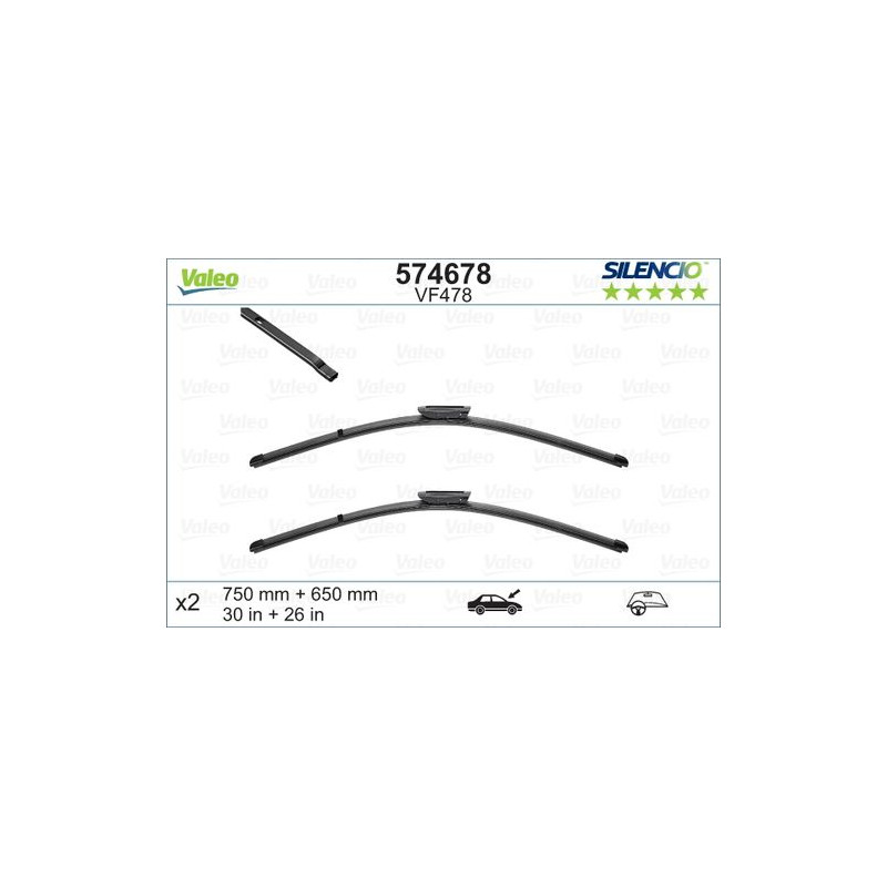 SPAZZOLA TERGI SILENCIO FLAT BLADE ANT SX COPPIA 750mm + 650mm CODICE BREVE: VF478